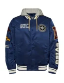 Evisu Hooded Baseball Jacket with Multi Badges