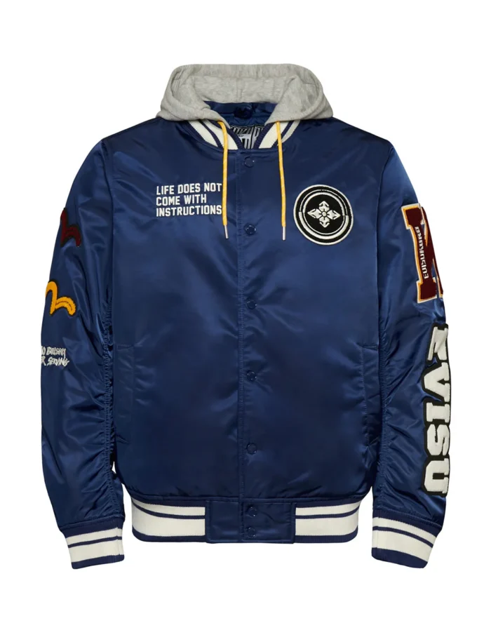 Evisu Hooded Baseball Jacket with Multi Badges - Image 5