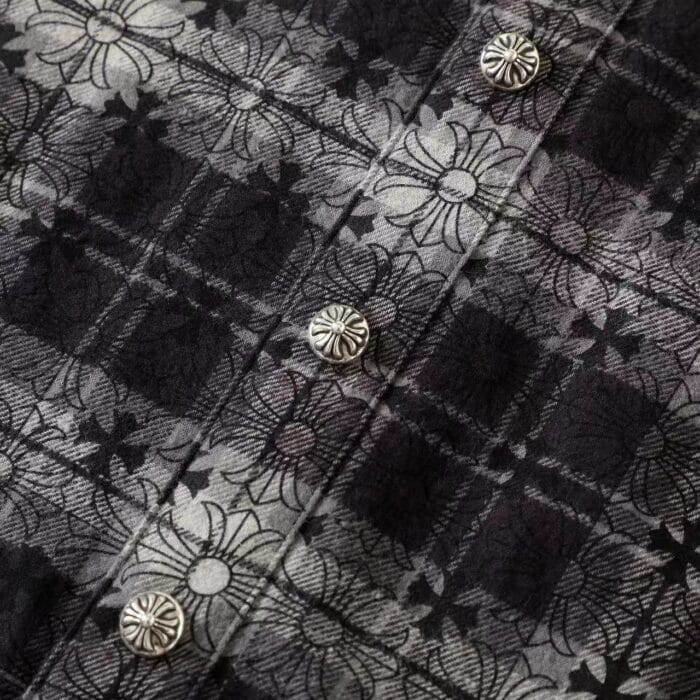 Chrome Hearts Flannel Work Dog Silver button Shirt - Image 5